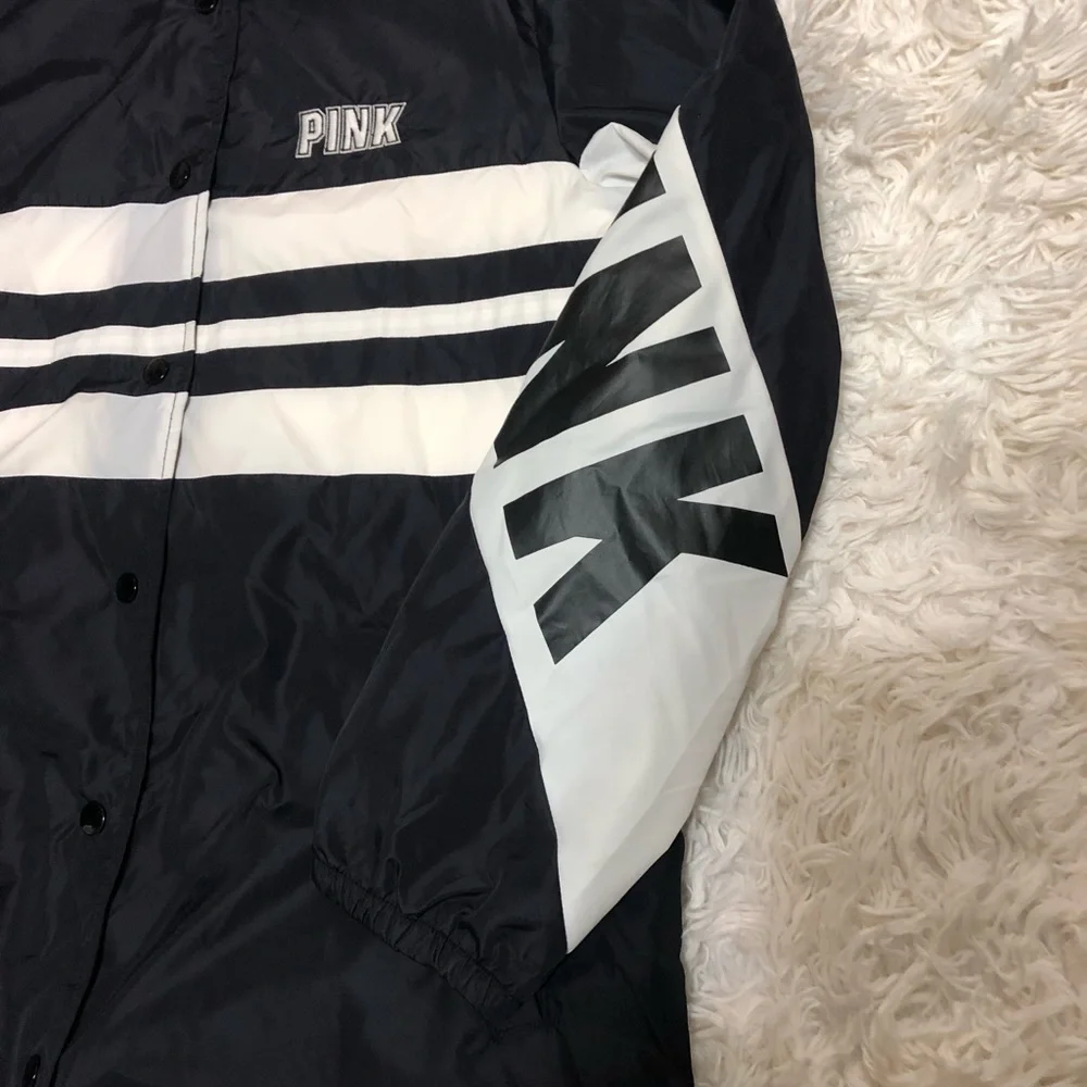 VICTORIAS SECRET PINK BLACK SHERPA LINED ANORAK WINDBREAKER COAT JACKET Sz M - Picture 11 of 15